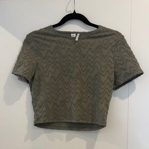 Twik Women’s Olive Green Textured Crop Top